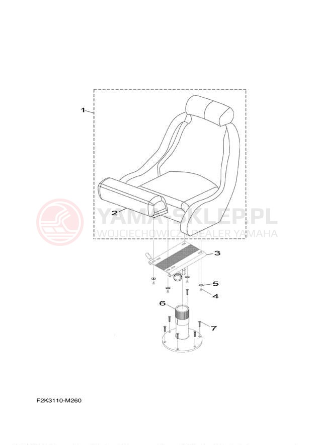 Schemat "SWIVEL SEAT" do Yamaha AR210 LAT1100AM