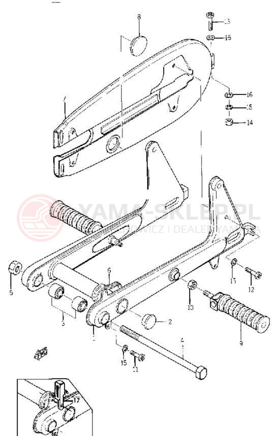 Schemat "Wahacz, osłona łańcucha" do Yamaha YG1