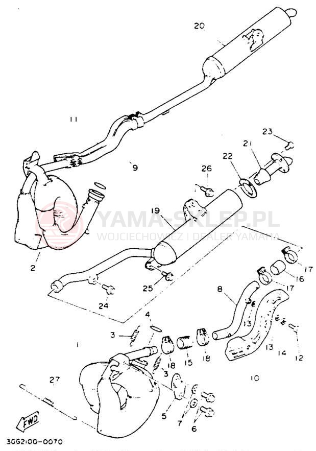 Schemat "Wydech końcowy" do Yamaha BANSHEE YFZ350E