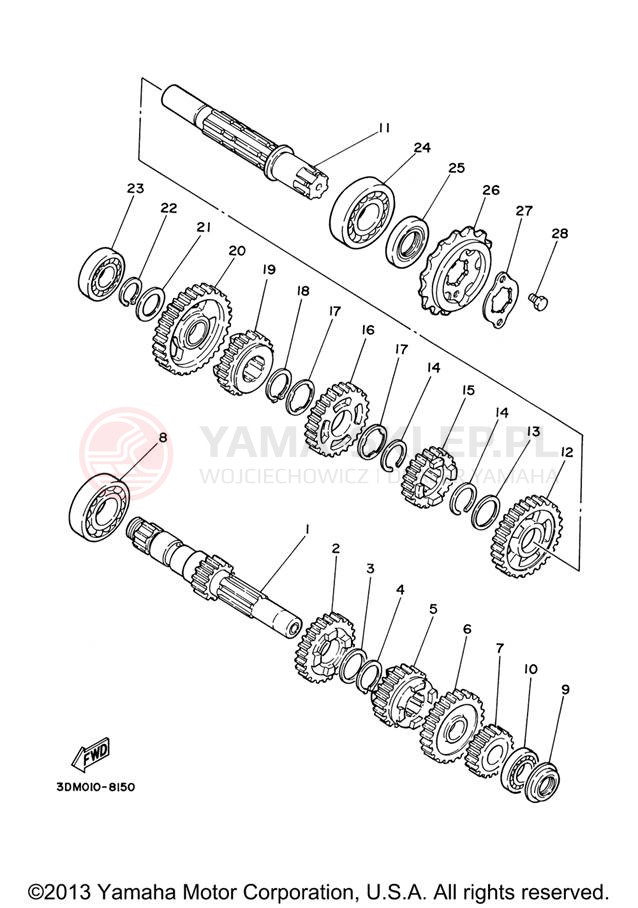 Schemat "Skrzynia biegów " do Yamaha VIRAGO 250 XV250VC/XV250V
