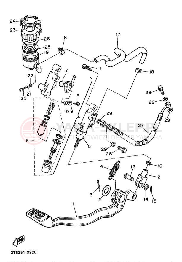 Schemat "Pompa hamulcowa tył" do Yamaha XT600EAC/XT600EA