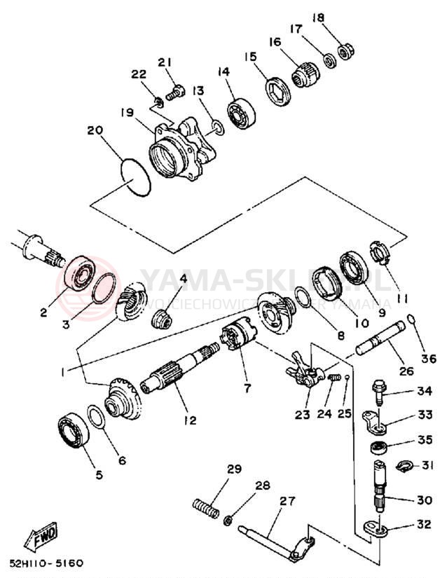 Schemat "Przeniesienie napędu" do Yamaha MOTO-4 YFM200N