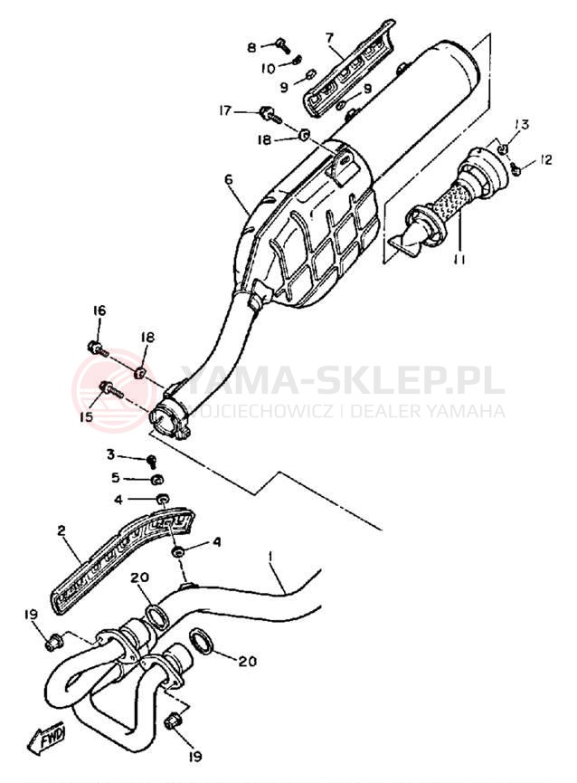 Schemat "Wydech końcowy" do Yamaha XT600NC/XT600N