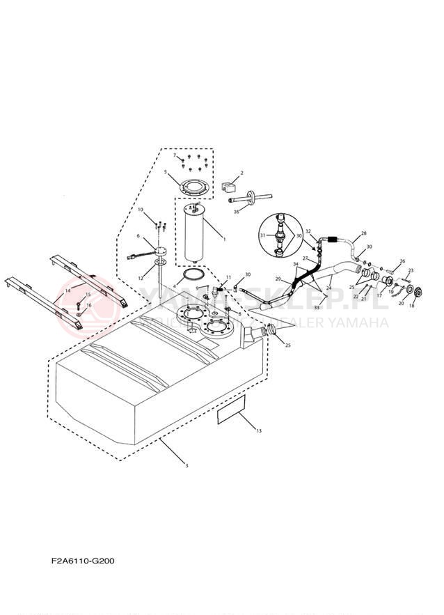 Schemat "zbiornik paliwa" do Yamaha 232 LIMITED SXT1100FLG