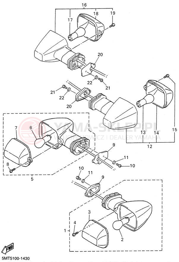 Schemat "kierunkowskazy" do Yamaha YZFR6 YZFR6NC/YZFR6N