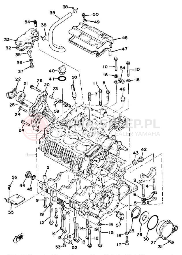 Schemat "Obudowa silnika" do Yamaha XS750F