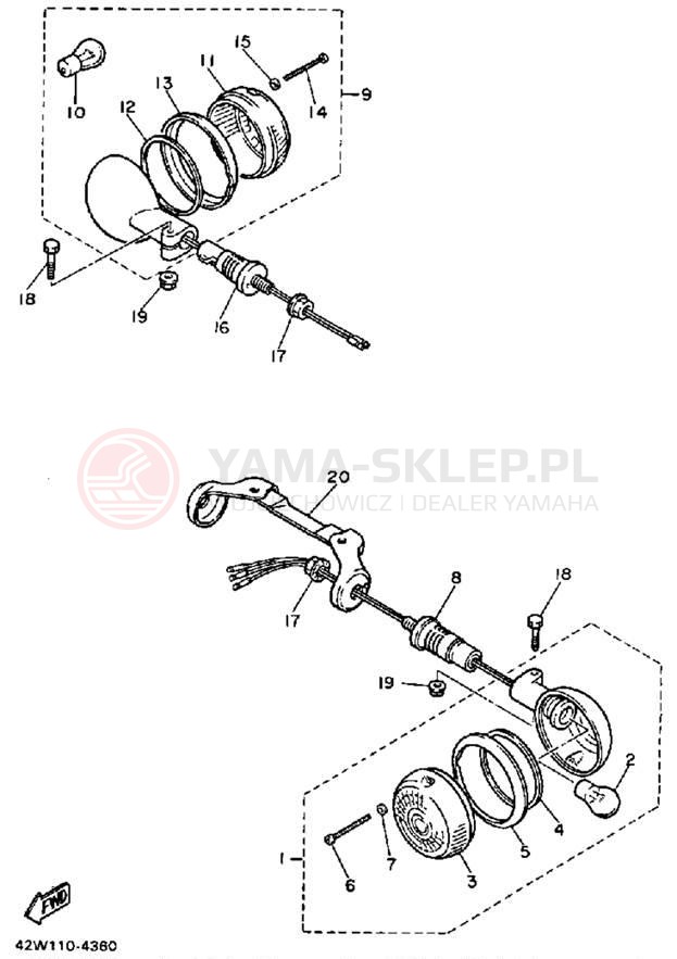 Schemat "kierunkowskazy" do Yamaha VIRAGO 700 XV700L/XV700LC