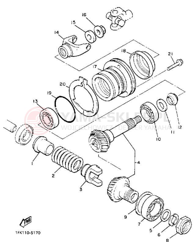 Schemat "Przeniesienie napędu" do Yamaha XVZ13DD/XVZ13DDC