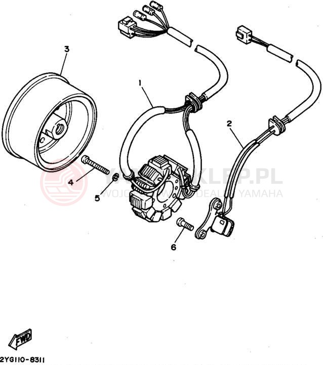 Schemat "prądnica" do Yamaha SEROW XT225G/XT225GC