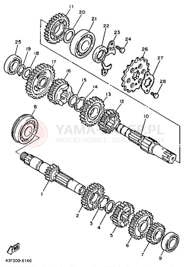 Schemat "Skrzynia biegów " do Yamaha XT600TC/XT600T