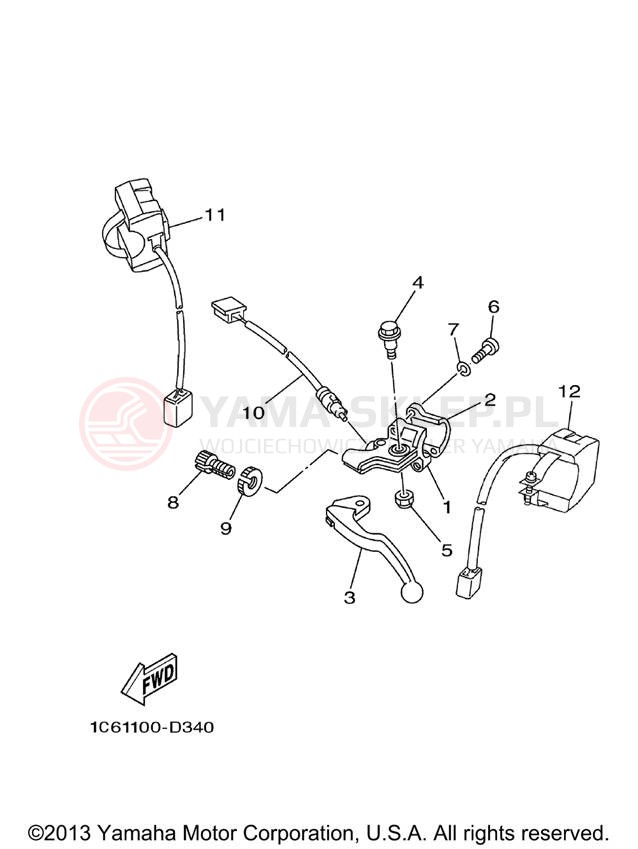 Schemat "Kierownica i osprzęt" do Yamaha TT-R230 TTR230V