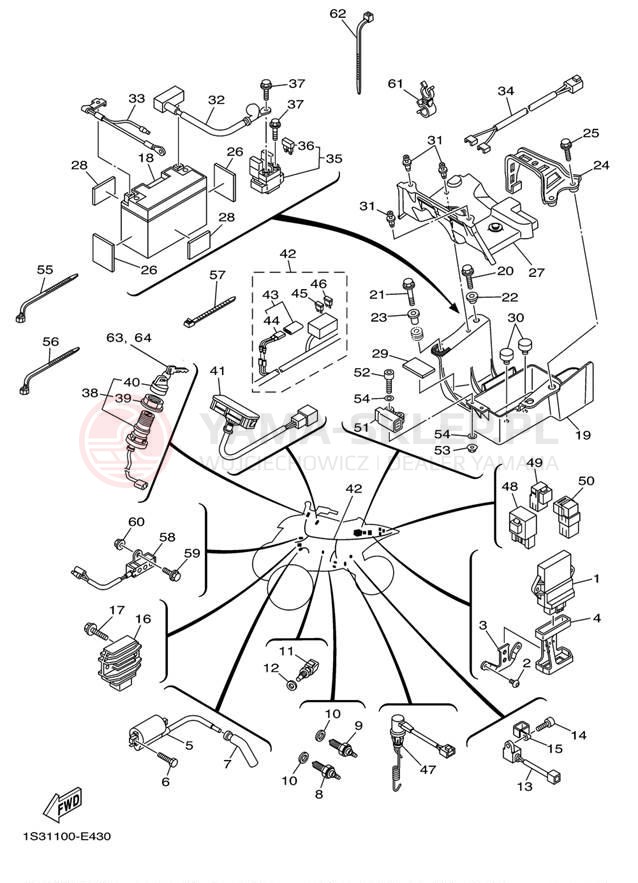 Schemat "układ elektryczny" do Yamaha RAPTOR 700 YFM70RW