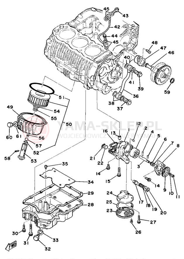 Schemat "Pompa olejowa - filtr oleju" do Yamaha XS750E