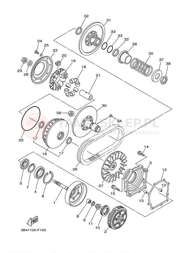 Schemat "sprzęgło" do Yamaha GRIZZLY 700 DUCKS YFM7FGPDUW