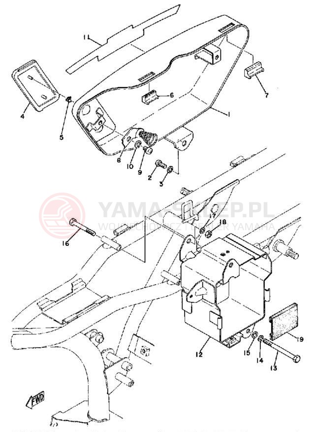 Schemat "Tylny błotnik" do Yamaha RD125B