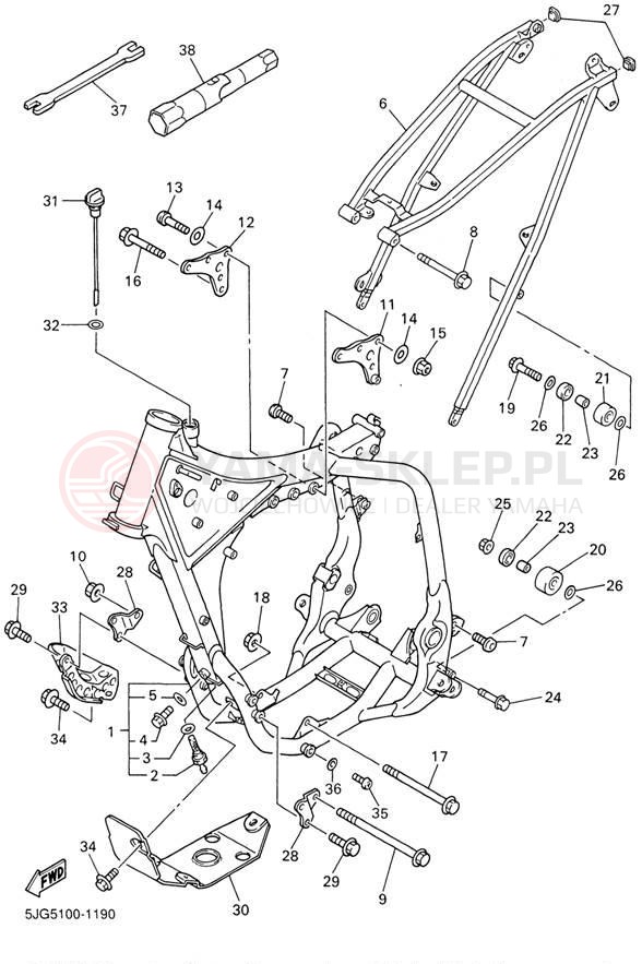 Schemat "rama" do Yamaha YZ426 YZ426FN