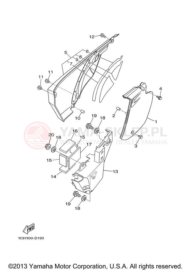 Schemat "Pokrywa boczna" do Yamaha TT-R230 TTR230V