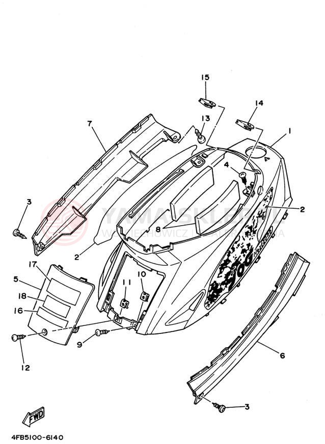 Schemat "Pokrywa boczna" do Yamaha JOG CY50K