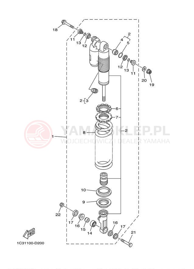 Schemat "zawieszenie tył" do Yamaha YZ125 YZ125T1