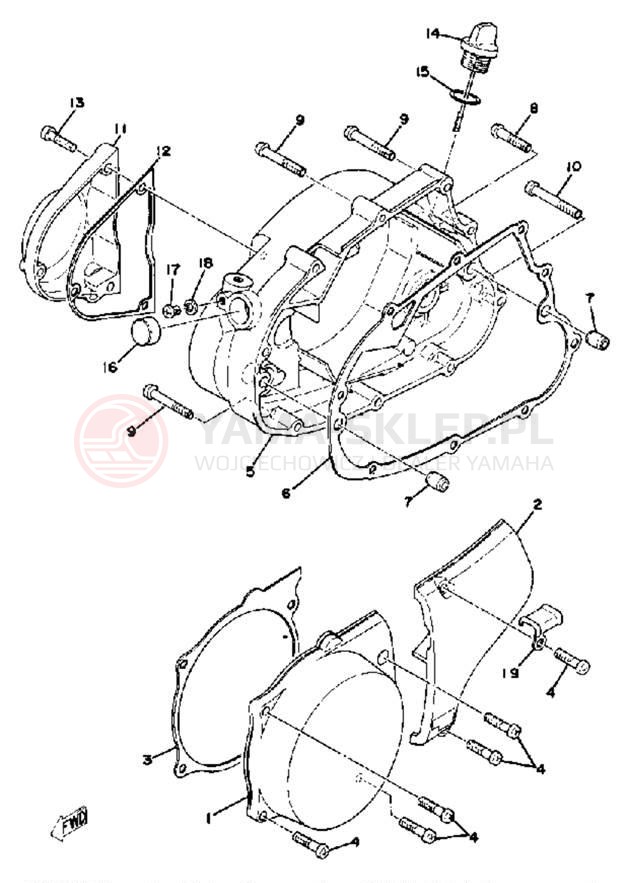 Schemat "Pokrywa silnika" do Yamaha MX100F