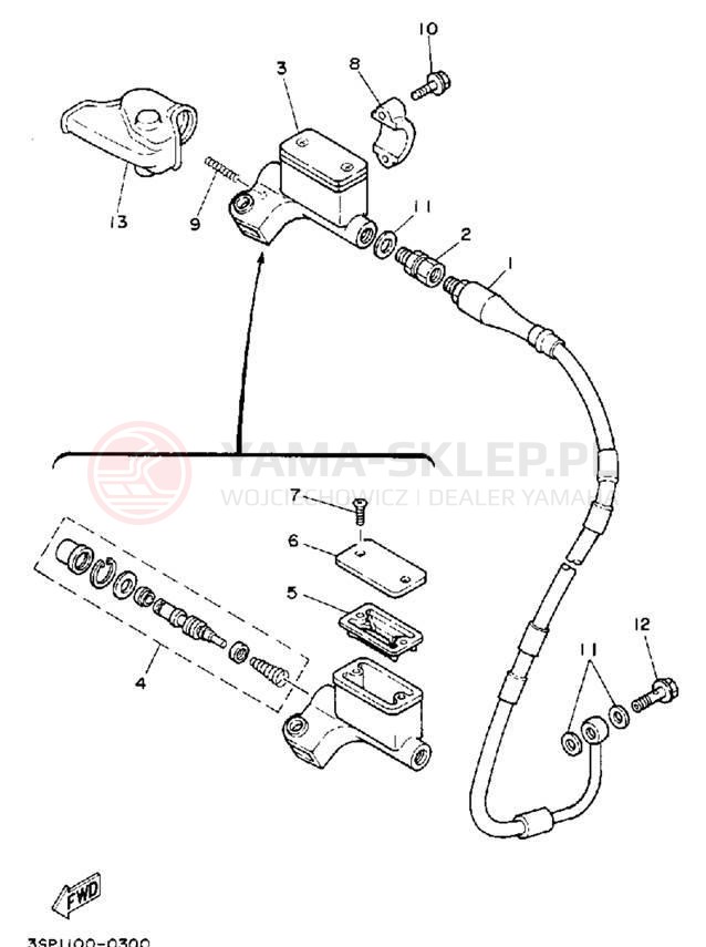 Schemat "Pompa hamulcowa przednia" do Yamaha YZ250D1