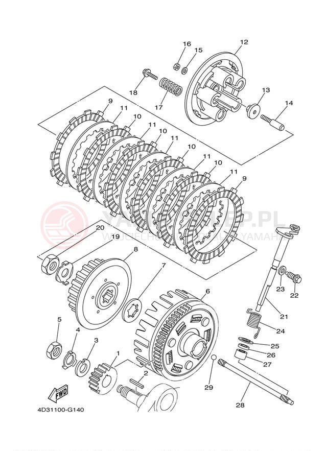 Schemat "sprzęgło" do Yamaha RAPTOR 250 YFM25RYL/YFM25RYW