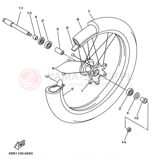 Schemat "Koło przód" do Yamaha YZ250 YZ250K1