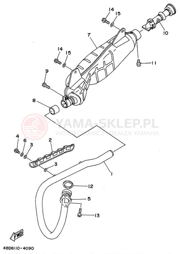 Schemat "Wydech końcowy" do Yamaha TIMBERWOLF 2WD YFB250G