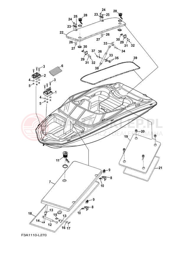 Schemat "DECK HATCH" do Yamaha SX192 RM1800CM/RM1800DM