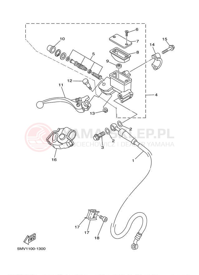 Schemat "Pompa hamulcowa przednia" do Yamaha YZ250 YZ250N1