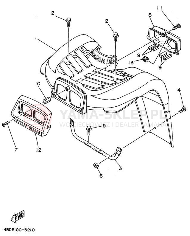 Schemat "Błotnik przód" do Yamaha TIMBERWOLF 2WD YFB250G
