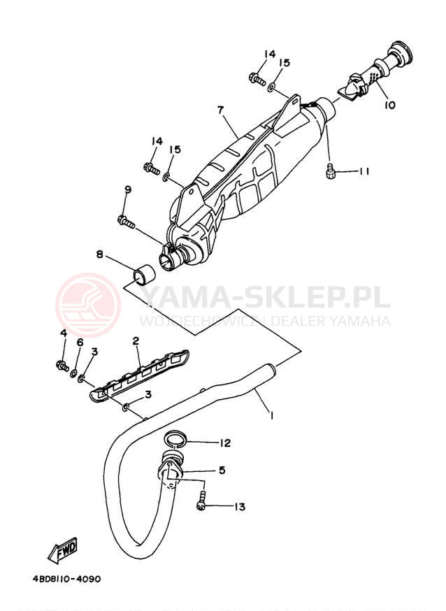 Schemat "Wydech końcowy" do Yamaha TIMBERWOLF 4WD YFB250FWJ