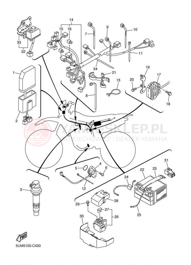 Schemat "układ elektryczny" do Yamaha WR250F WR250FS