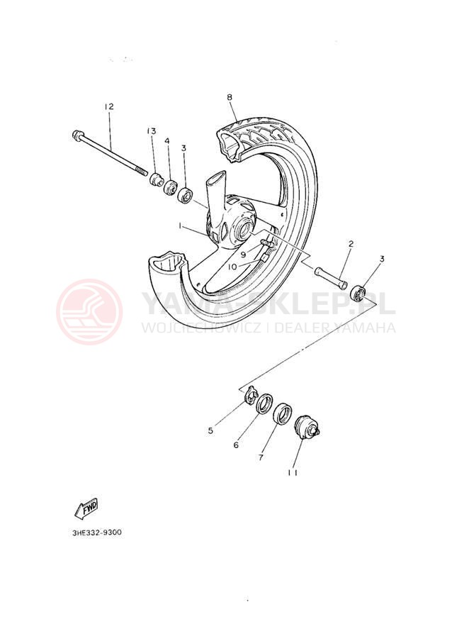 Schemat "Koło przód" do Yamaha FZR600RE