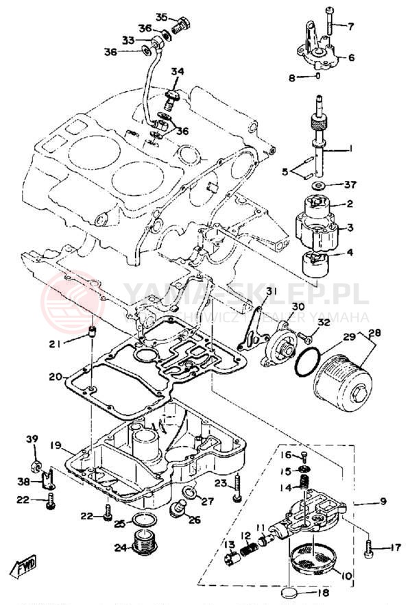 Schemat "Pompa olejowa - filtr oleju" do Yamaha XS500 XS500E