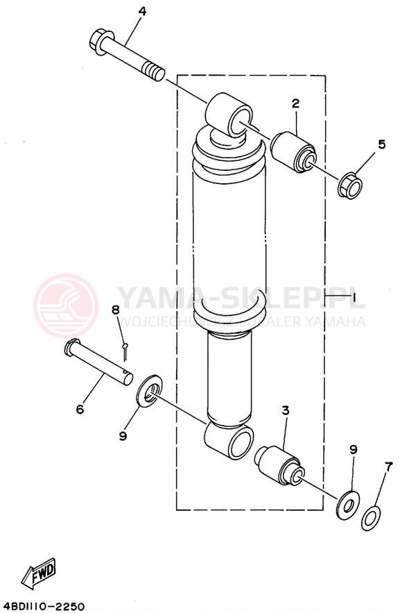 Schemat "zawieszenie tył" do Yamaha YFB250FWF