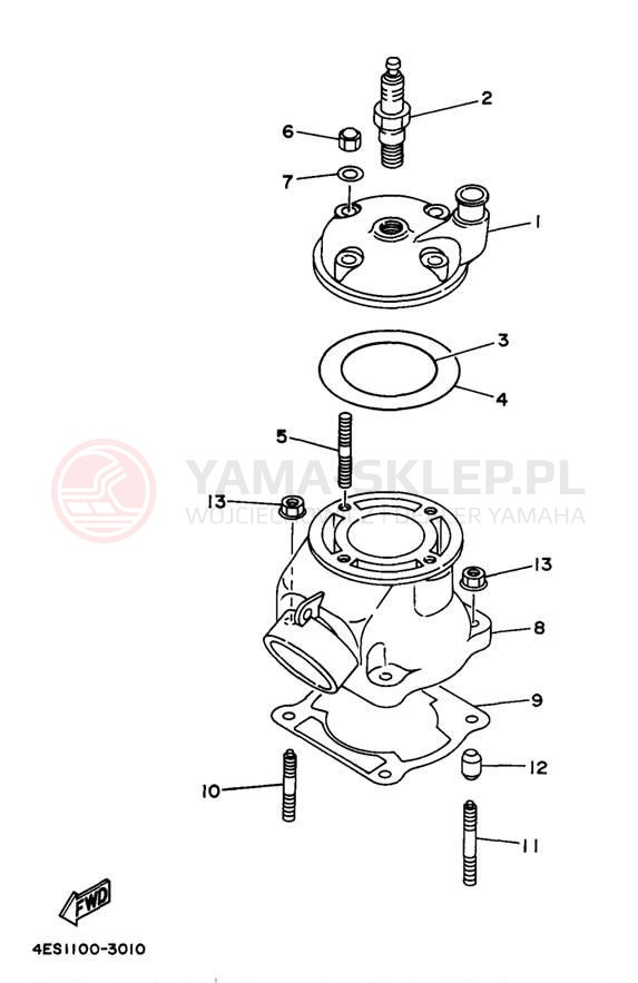 Schemat "cylinder" do Yamaha YZ80 YZ80J1