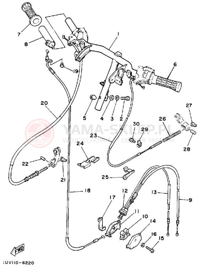 Schemat "Kierownica i osprzęt" do Yamaha CE50ES