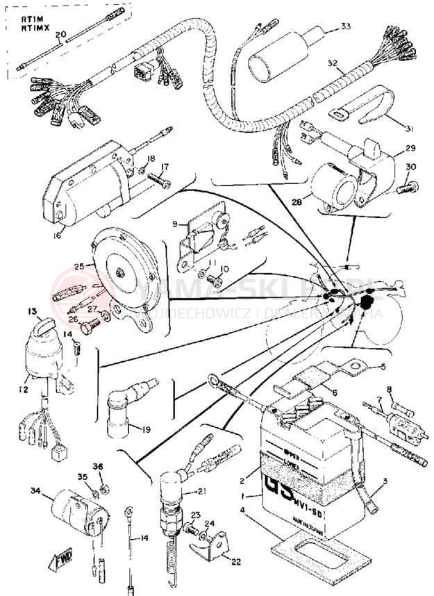 Schemat "układ elektryczny" do Yamaha RT1M/RT1