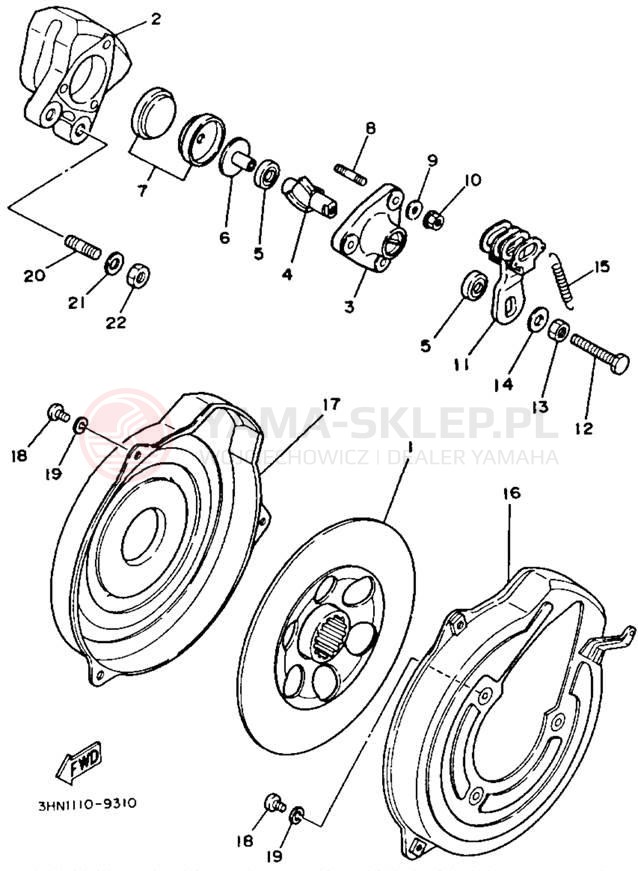 Schemat "Zacisk hamulcowy tylny" do Yamaha BIG BEAR 4WD YFM350FWD