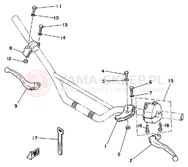 Schemat "Kierownica i osprzęt" do Yamaha IT425G