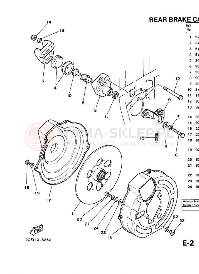 Schemat "Zacisk hamulcowy tylny" do Yamaha YT125N