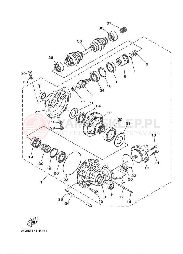 Schemat "Wał napędowy przód" do Yamaha GRIZZLY 660 HUNTER YFM66FGHX