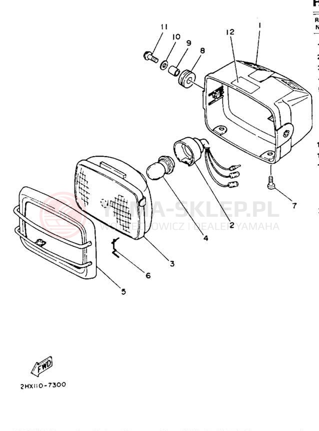 Schemat "Lampa przód" do Yamaha YFM100W