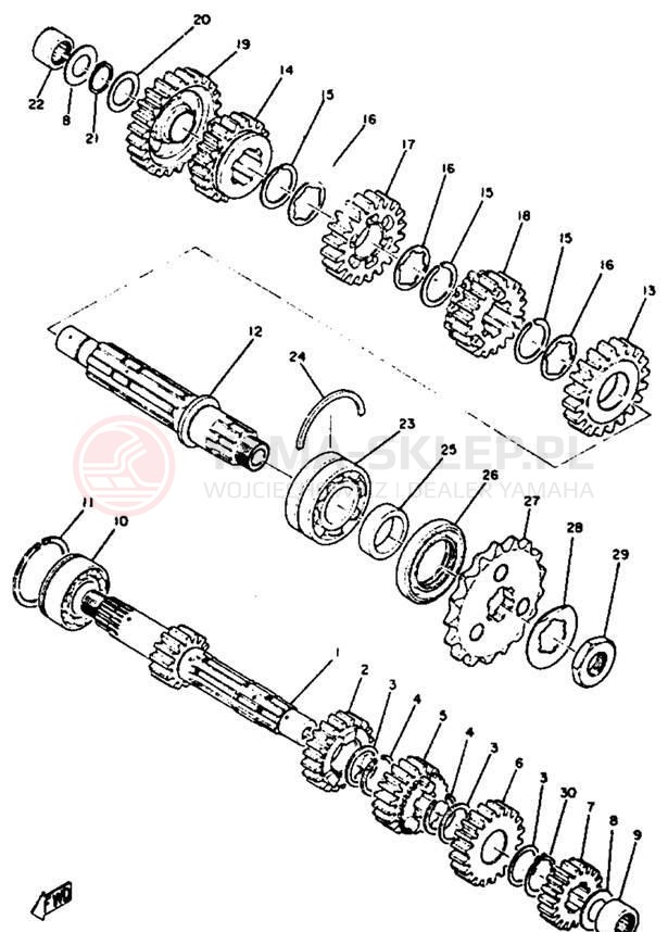 Schemat "Skrzynia biegów " do Yamaha XS1B