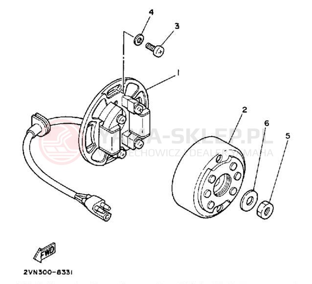 Schemat "prądnica" do Yamaha YZ125U