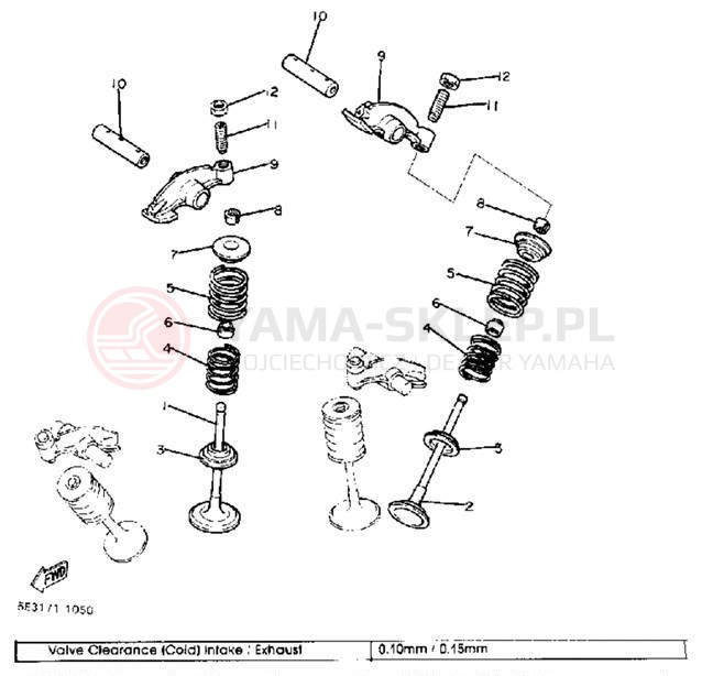 Schemat "zawory" do Yamaha VIRAGO 750 XV750J