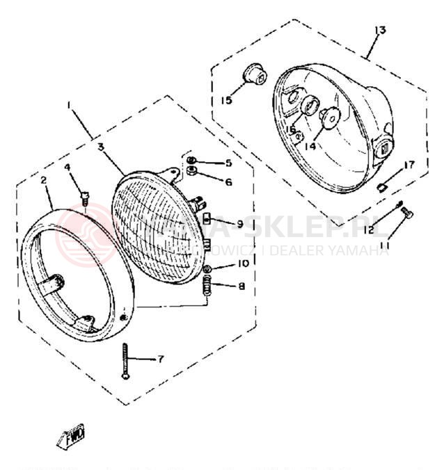 Schemat "Lampa przód" do Yamaha SR250J