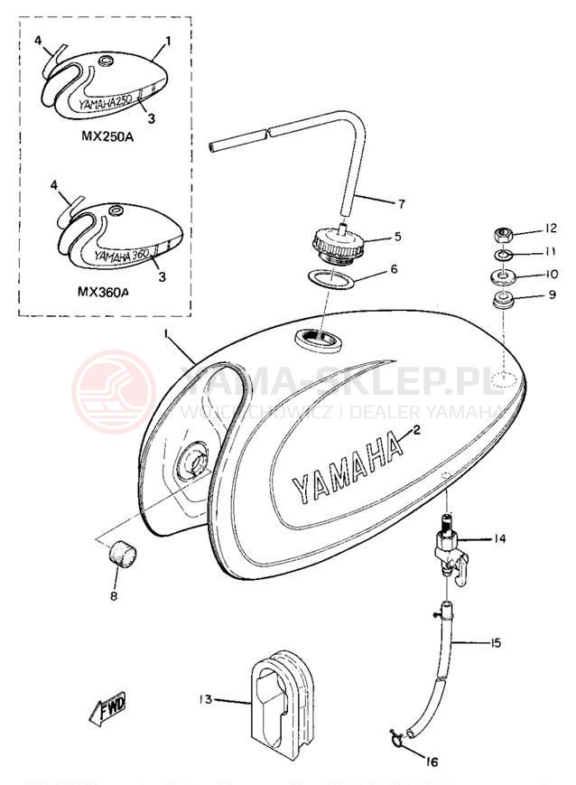 Schemat "zbiornik paliwa" do Yamaha MX360A/MX250A