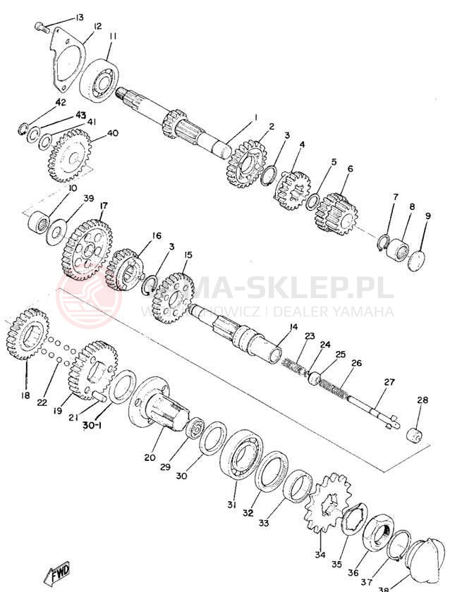 Schemat "Skrzynia biegów " do Yamaha L5T